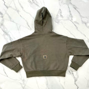 Cozy Cropped Zip-Up Hoody - Soft Olive