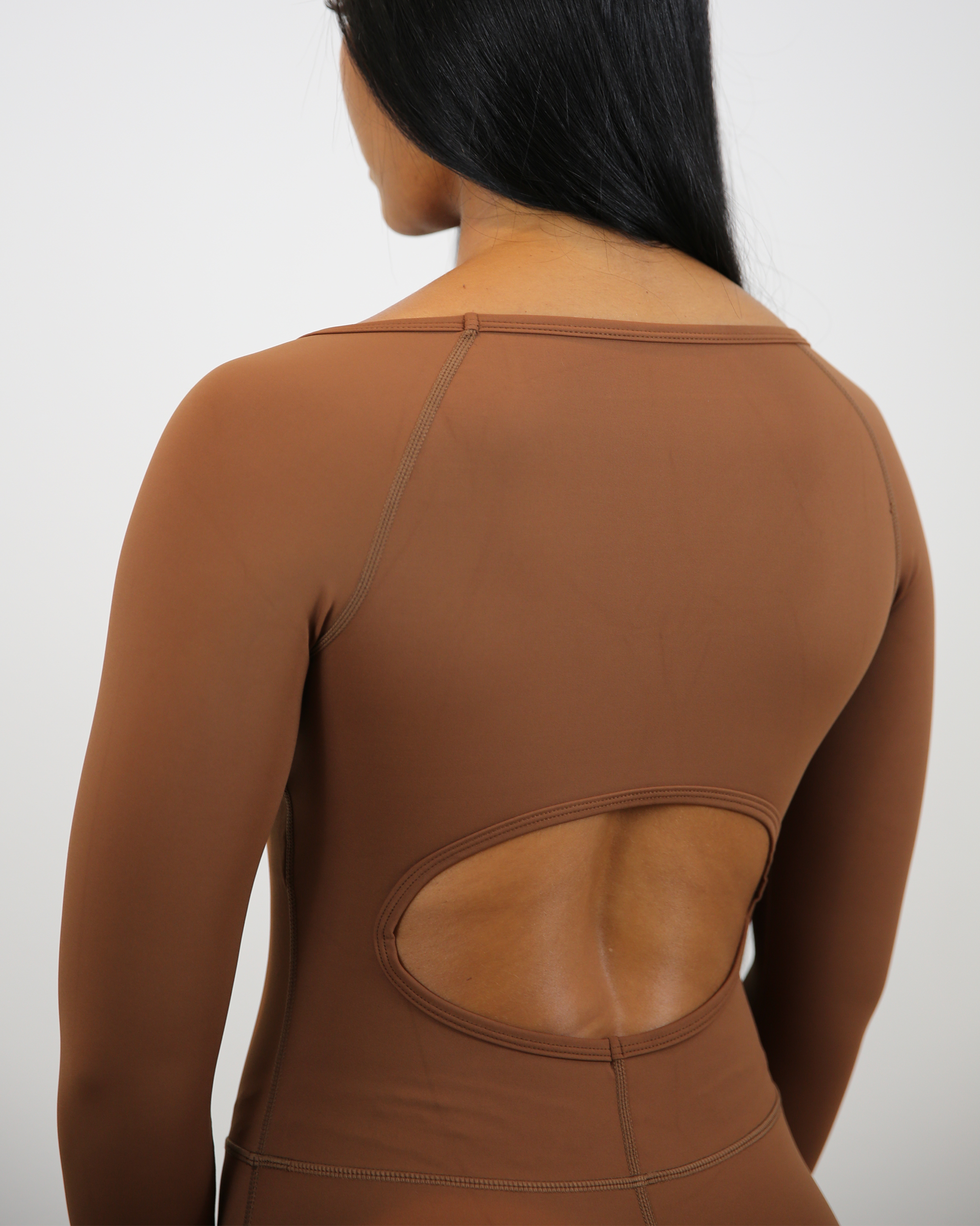 Brown Open-Back Bodysuit